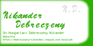 nikander debreczeny business card